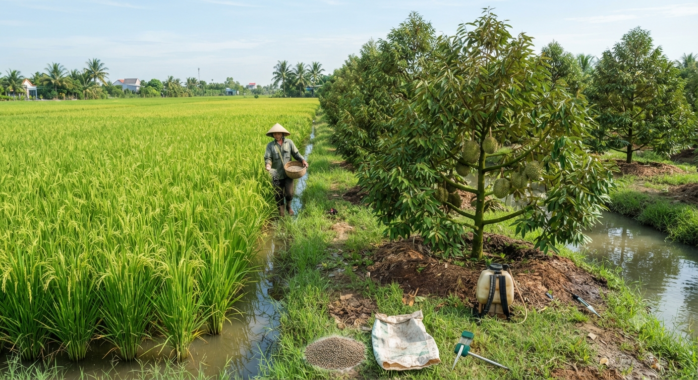 Đặc điểm sinh trưởng và nhu cầu dinh dưỡng của cây lúa và sầu riêng